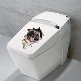 Hole View Vivid Cats Dog 3D Wall Sticker Bathroom Toilet Living Room Kitchen