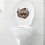 Hole View Vivid Cats Dog 3D Wall Sticker Bathroom Toilet Living Room Kitchen