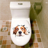 Hole View Vivid Cats Dog 3D Wall Sticker Bathroom Toilet Living Room Kitchen