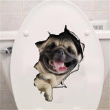 Hole View Vivid Cats Dog 3D Wall Sticker Bathroom Toilet Living Room Kitchen