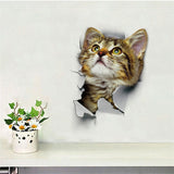 Hole View Vivid Cats Dog 3D Wall Sticker Bathroom Toilet Living Room Kitchen